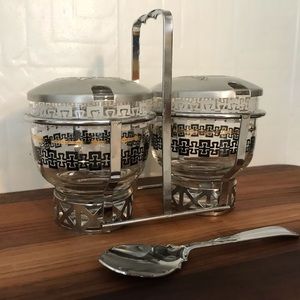 Midcentury 1950 Libbey double pot confitures/condiments. En verre.